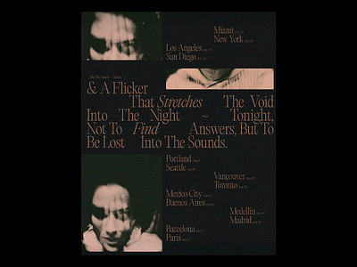 Dark & Moody Music Tour Poster concert poster dark dark tone design event poster experimentald design flyer design gig poster graphic design grunge indie music mody moody music tour print design promotional material textured design tour dates