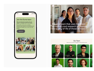 About Us Page of Website for Healthtech AI Assistant about us b2b branding design healthcare medtech team ui web wellness