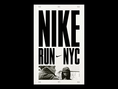 Nike Run NYC Event Poster clean layout color contrast contrasr creative design graphic design minimalist design nike nyc poster poster design run sports sports design sports poster typography white and black