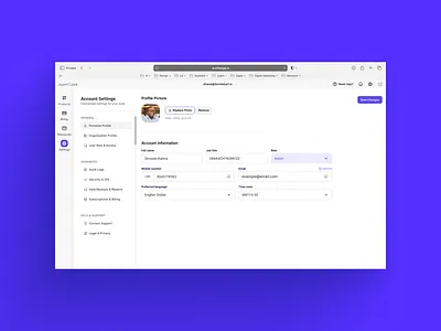 Profile Page - Settings - Fintech design fintech general graphic design profile page saas settings ui