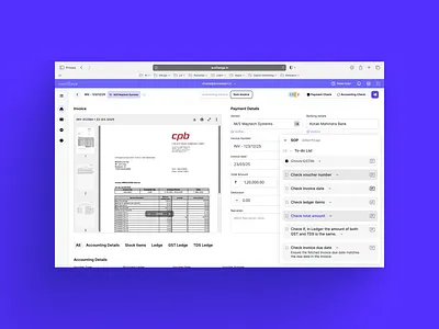 Invoice Checking Page - Invoice Management Tool - Fintech design fitech graphic design invoice invoice checking page invoice management tool saas ui
