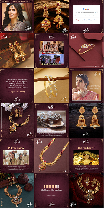 DJewel Social Media bridal jewellery branding custom bridal jewellery graphics gold jewellery instagram design jewellery brand visual identity luxury jewellery campaign design
