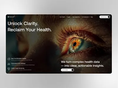 Clariwell Website Design Animation animation dark mode ui dashboard health tech health tech website interactive product design landing page medical ui saas design uiux for health startup web design web design animation website concept website design