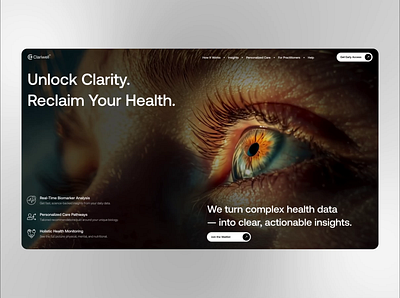 Clariwell Website Design Animation animation dark mode ui dashboard health tech health tech website interactive product design landing page medical ui saas design uiux for health startup web design web design animation website concept website design