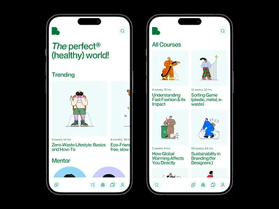 BWAX — UI/UX Design for E-learning Sustainable Mobile App app app interface edtech education elearning figma green energy illustration interface ios learning mobile mobile app mobile app design mobile app ui product design sustainable ui ux waxyweb