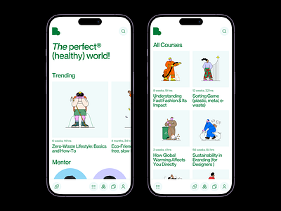 BWAX — UI/UX Design for E-learning Sustainable Mobile App app app interface edtech education elearning figma green energy illustration interface ios learning mobile mobile app mobile app design mobile app ui product design sustainable ui ux waxyweb