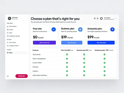 SaaS Pricing Plan UI – Clean and Modern Subscription Page 3d animation components design graphic design motion graphics pricing subscription ui web