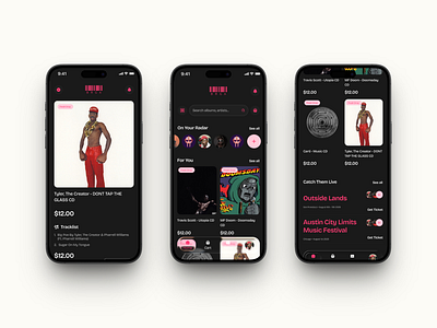 CD Store & Concert Booking App - Mobile app app concept booking app cd marketplace concert concert app dark ui dribbble e commerce figma design mobile mobile design music app product design ticket booking ui ui design ui mobile uiux design user interface
