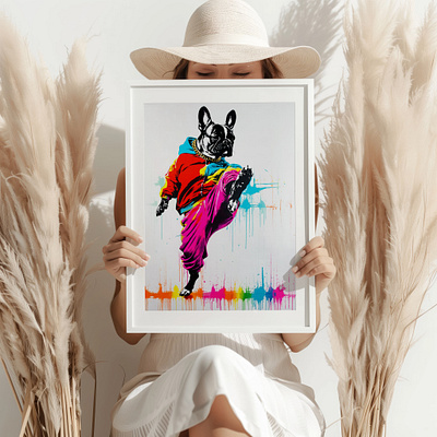 Funky French Dog Art design graphic design