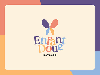 Enfant Doue / Logo / Branding 3d branding butterfly cartoon child children colors cute daycare fun kid kids logo pastel school toy ui