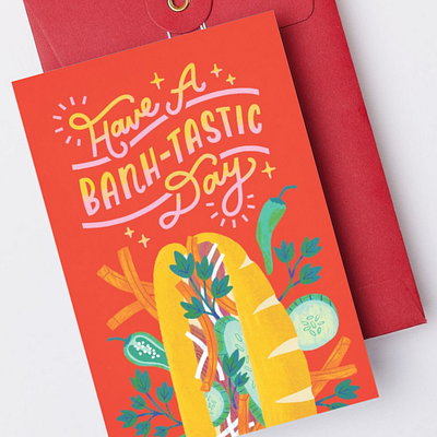 Have a Banh-tastic Day! art artwork digital art digital illustration greeting card design handlettering illustration surface design typography