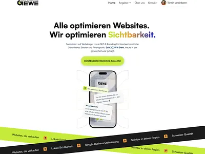 Gewe.swiss - Agency Landing page agency animation business cards figma german germany landing page micro animation minimal ui design ux design webapp webdesign webdesigner webpage website