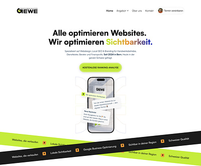 Gewe.swiss - Agency Landing page agency animation business cards figma german germany landing page micro animation minimal ui design ux design webapp webdesign webdesigner webpage website