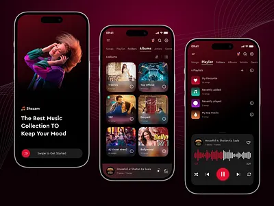 Shazam Music Mobile App album app design application music artist australia concept listen mobile app music music dark apps music ui player playlist shazam singer songs app soundcloud spotify