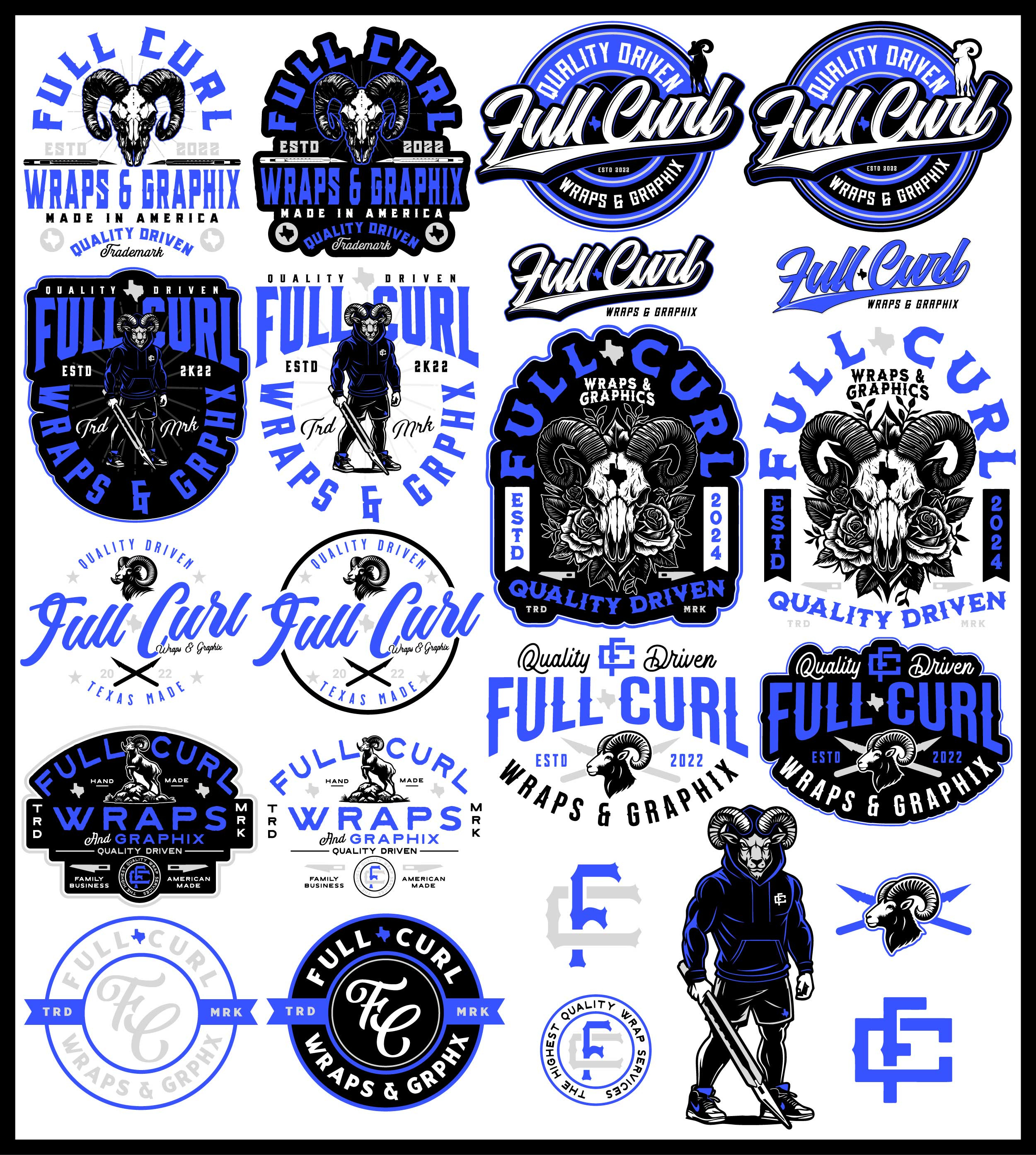 Full Curl Wraps & Graphix - Design Pack design pack logo mascot mascot design monogram t shirt design tshirt design