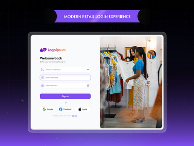 Retail Login UI — Sleek & Modern 👗🛒 2025 app design branding dark design desktopapp elegant figma graphic design login logo luxury modern popular sign in trend ui uiux web webui