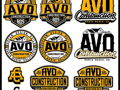 AVO Construction - Logo & Badge Design blue collar branding branding identity construction logo graphic design logo logo design