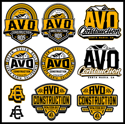 AVO Construction - Logo & Badge Design blue collar branding branding identity construction logo graphic design logo logo design