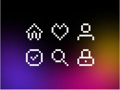 Essential Bit Icons 8 bit bit check essen heart home icons lock pixel pixelate search set user web web icons