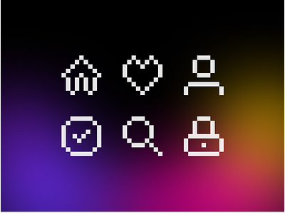 Essential Bit Icons 8 bit bit check essen heart home icons lock pixel pixelate search set user web web icons