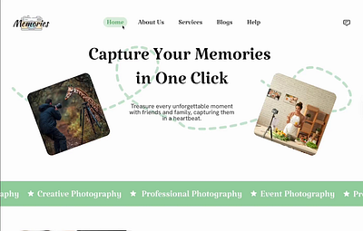 Memories | Modern Photography Portfolio | Full UI Design 3d animation branding design figma graphic design illustration landing page mobile modern design motion graphics photography product design typography ui design uiux web web design webdesign website ui