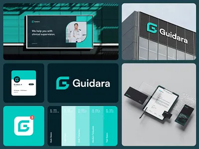 Guidara, modern clinical supervision SaaS platform - Branding brand book brand identity brand identity design brand logo brand style guide branding business logo clinical logo clinical supervision logo g logo healthcare logo logo design minimal logo modern branding modern logo supervision services visual identity