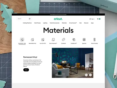 Cricut Materials Category Page ecommerce ui web design