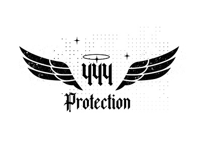 Angel No. 444 Protection 444 angel numbers branding graphic design logo old english stars t shirt design vector design wings