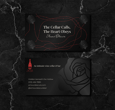 Amour Obscure - Business Cards, Wax Seal, & Coaster adobe illustrator brand identity branding business card design concept branding dark aesthetic gothic design graphic design luxury branding print print design vampire vampire aesthetic wax seal