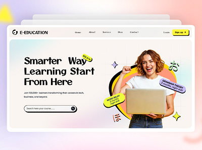 E-learning Landing Page Design 🚀 e learning website uiux design education landing page education website figma uiux design landing page uiux design retro uiux design retro website website uiux designe