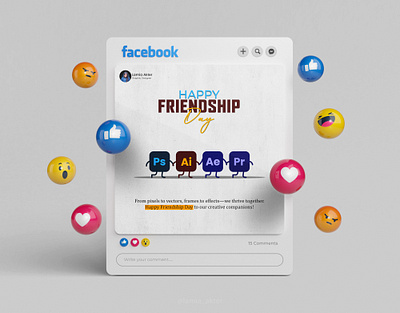 Happy Friendship Day – A Creative Suite Celebration 🎨 adobe illustrator adobe photoshop behanceproject graphic design graphic designer lamia akter