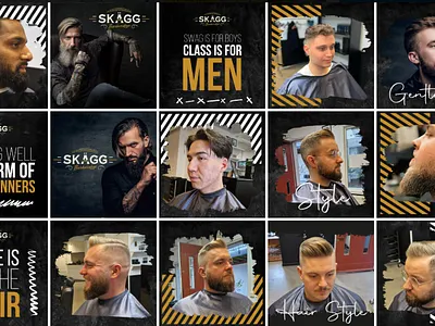 Social Media Creatives barberdesign barbershopbranding beardstyle gentlemenlook groomingbrand haircutdesign masculinedesign mensstyle modernbarber styleinspiration