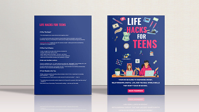 Life hacks for teens non fiction book cover design life skills modern guide real world tips smart teens survival skills teen hacks teen life guide teen success youth empowerment