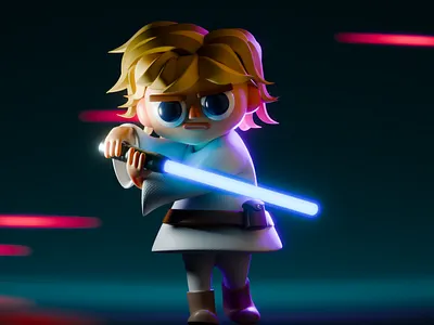 Luke Skywalker 3d blender character illustration stylized