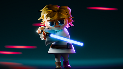 Luke Skywalker 3d blender character illustration stylized