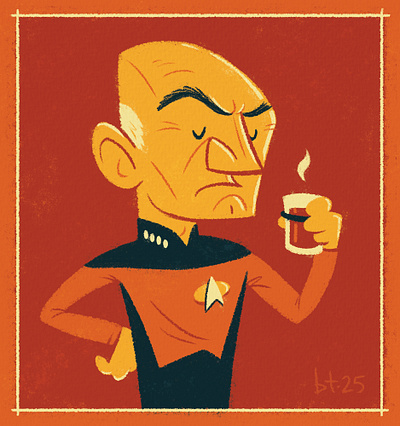 O Captain! My Captain! captain captain picard character design character illustration digital illustration earl grey enterprise illustration jean luc picard mid century mid century modern picard retro sci fi science fiction star trek star trek the next generation star trek tng vintage