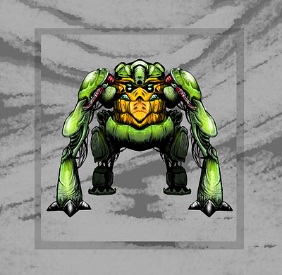 The Tank Frog character design frog futuristic robot robot concept robot illustration sci fi symmetrical design symmetry tank tech design