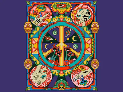 Psychedelic Peace Portal – Surreal Symmetry Art vibrant