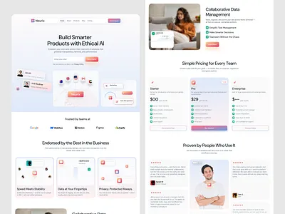 Neurix β Ethical AI SaaS Landing Page Design | Responsive | UIUX interface product saas service startup ui ux web