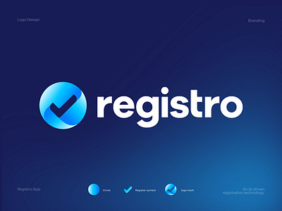 Registro Logo Design ai based registration platform brand brand identity branding icon identity logo logo design logodesign logomark logomarks logos logotype minimalism modern logo register application register logo symbol tikmark logo
