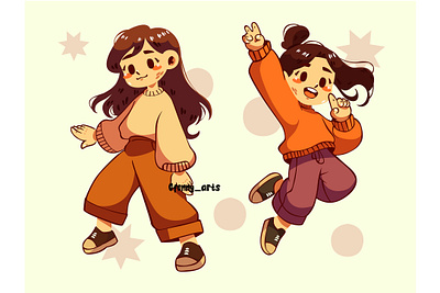 Cartoon Girls Dancing with Their Hands Up assortment awareness background cartoon celebration collection dancing day drawing event friendship graphic design happy holiday human joyful people together young youth