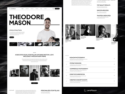 LensMason - Portfolio Website creativeportfolioui creativeshowcase lensmason minimalwebdesign personalbranding photogalleryui photographerwebsite photographyportfolio portfoliowebsite uiuxdesign user interface webdesigninspiration
