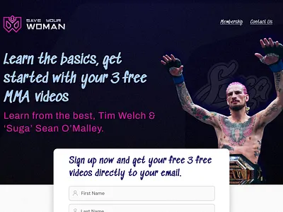Save Your Woman email capture graphics landing page logo design typpgraphy ufc ui ux