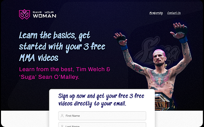 Save Your Woman email capture graphics landing page logo design typpgraphy ufc ui ux