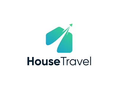 House Travel Logo branding business clean elegant gradient graphic design house icon identity illustration internet logo plane symbol travel vector
