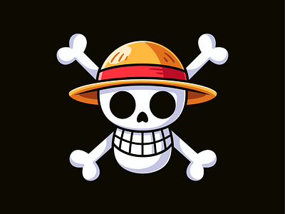 One Piece 🏴‍☠️ anime bone branding cartoon character doodle fanart flag flat hat icon illustration japan logo luffy one piece pattern pirates skull