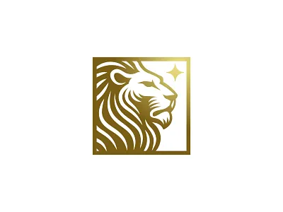 Luxury Lion star square logo animal buy logo fareless golden lion logo for sale logos luxury sell logo square star strong lion