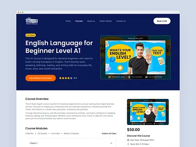 Online Training Platform – Course Details Page artiflow course details courses e learning education education platform landing page learning learning platform online course online training product design saas design statistics student ui uiux web design website