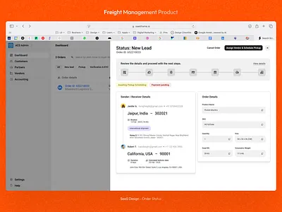 Order Status Screen - Freight Management SaaS Product design freight management saas product graphic design order order status order status screen product design saas status ui