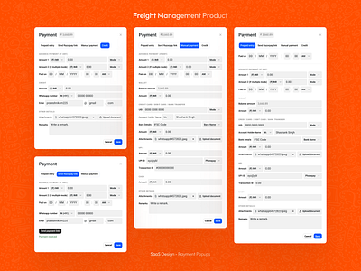 Payment Popups - Dialogue Box - Freight Management SaaS Product design dialogue box freight management saas product graphic design payment popups product design saas saas product ui